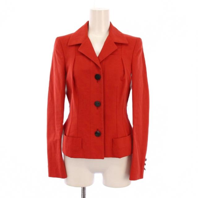 【中古】グッチ GUCCI テーラードジャケット 総裏地 シングル 2B 36 赤 /BM レディース
