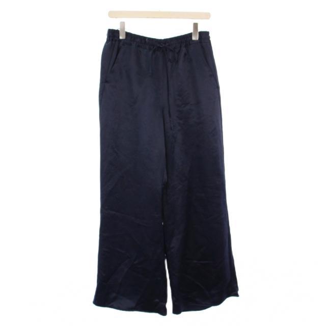 【中古】未使用品 イエナ IENA LA BOUCLE 25SS サテンイージーパンツ ワイド ウエストゴム 無地 ワンカラー 40 紺