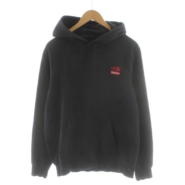 【中古】ザノースフェイス × シュプリーム 19AW パーカー プルオーバー ロゴ バックプリント 自由の女神像 M 黒