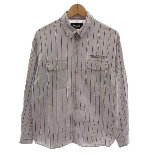 【中古】マシス MASSES シャツ ストライプ コットン 長袖 S グレー /YM メンズ