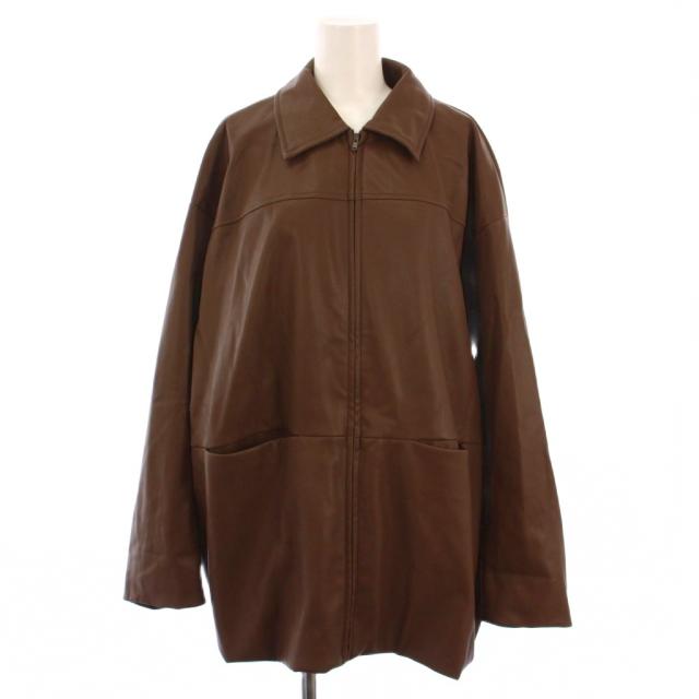 【中古】グリーミー Gleamy 24AW フェイクレザーブルゾン ジャケット ジップアップ F 茶 レディース
