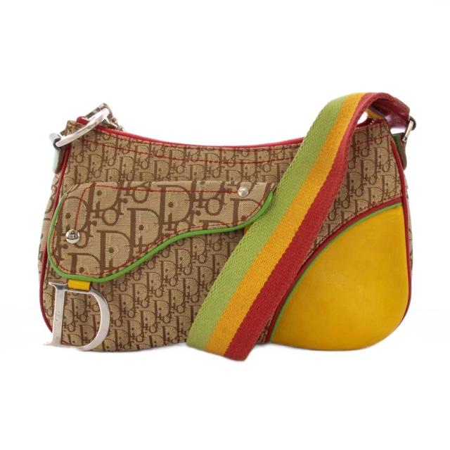 【中古】クリスチャンディオール Christian Dior サドルバッグ トロッター ショルダーバッグ ベージュ 08RU0034 /KH