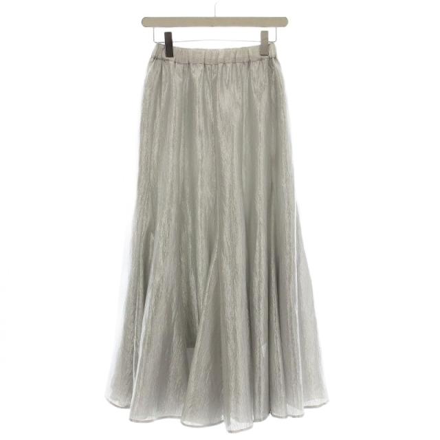 【中古】プルミエ アロンディスモン 1er Arrondissement メタリックスカート ロング フレアスカート 36 シルバー