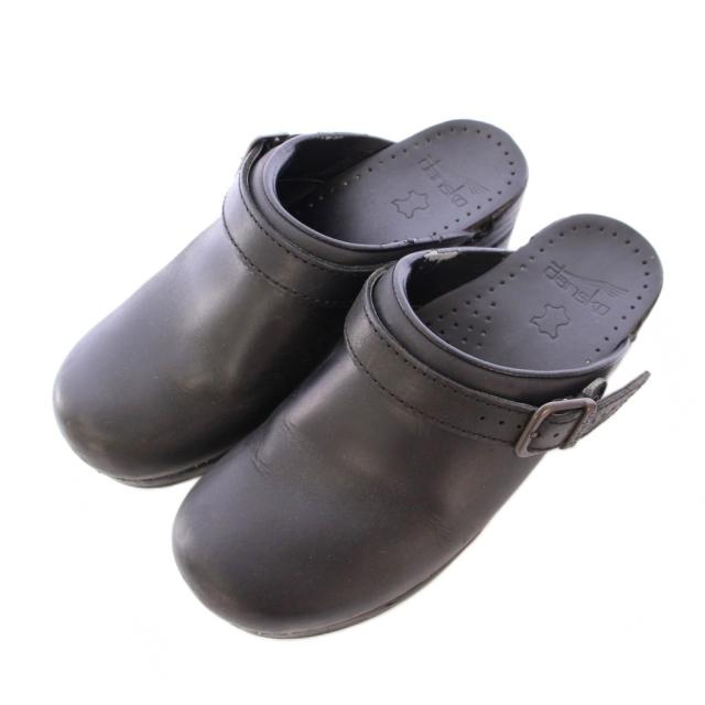 【中古】ダンスコ DANSKO サボサンダル 厚底 レザー ワンカラー ベルト 37 黒 ブラック /BB レディース