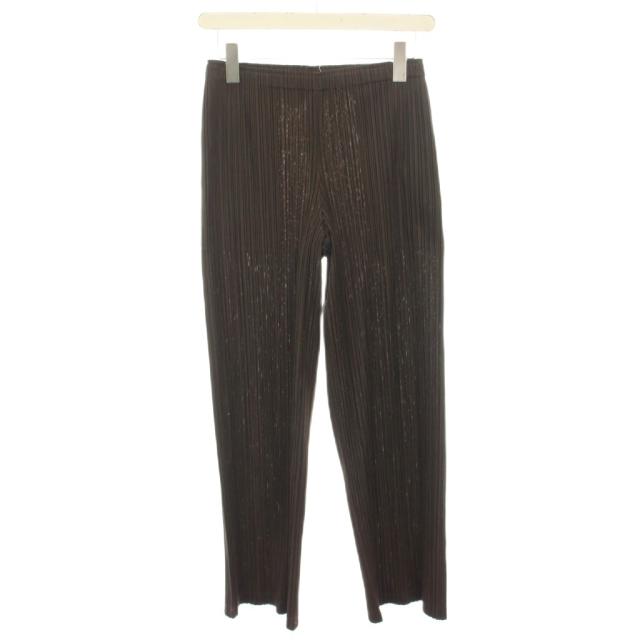 【中古】プリーツプリーズ イッセイミヤケ プリーツパンツ イージーパンツ 2 茶 ブラウン PP03-JF435 レディース