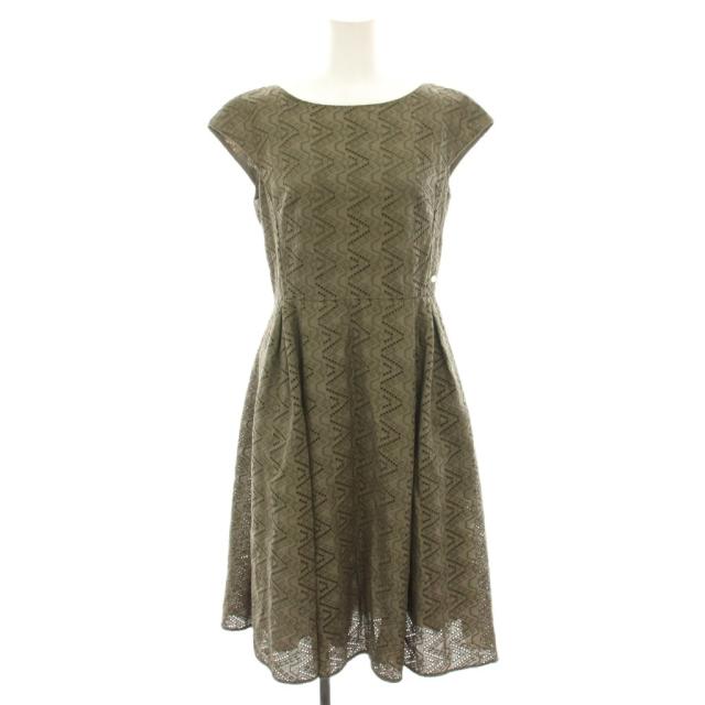 【中古】トッカ トラベリング ドレス ワンピース ひざ丈 半袖 カットワークレース 00 カーキ OPTOCA0230 レディース