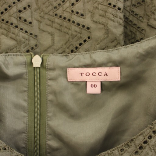 【中古】トッカ トラベリング ドレス ワンピース ひざ丈 半袖 カットワークレース 00 カーキ OPTOCA0230 レディース_3