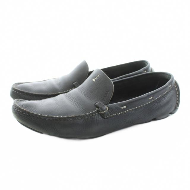 【中古】プラダ PRADA ドライビングシューズ ローファー モカシン レザー 37 黒 ブラック 1D0257
