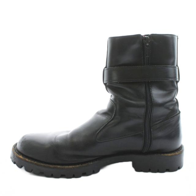 【中古】トリココムデギャルソン エンジニアブーツ ショートブーツ サイドジップ ベルト レザー 22.5cm 黒 ブラック