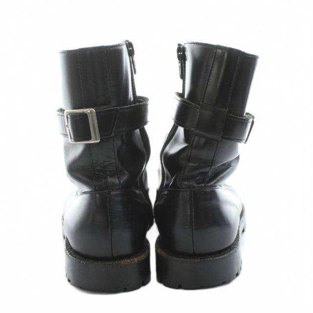 【中古】トリココムデギャルソン エンジニアブーツ ショートブーツ サイドジップ ベルト レザー 22.5cm 黒 ブラック