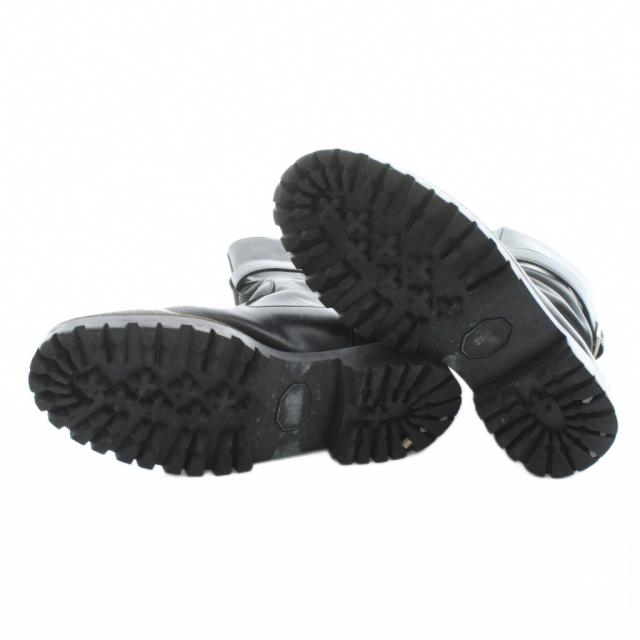 【中古】トリココムデギャルソン エンジニアブーツ ショートブーツ サイドジップ ベルト レザー 22.5cm 黒 ブラック