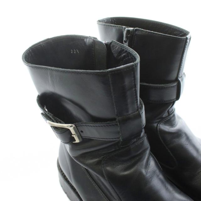 【中古】トリココムデギャルソン エンジニアブーツ ショートブーツ サイドジップ ベルト レザー 22.5cm 黒 ブラック