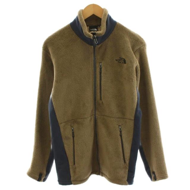 【中古】ザノースフェイス ジ バーサ ミッド ジャケット フリースジャケット ロゴ 刺繍 L グレー 茶 ブラウン NA61206