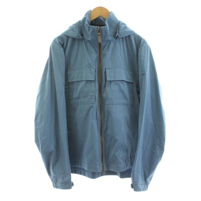 【中古】ヒューゴボス フーデッドジャケット コットン/シルクツイル ブルゾン ジップアップ IT48 水色 10249806