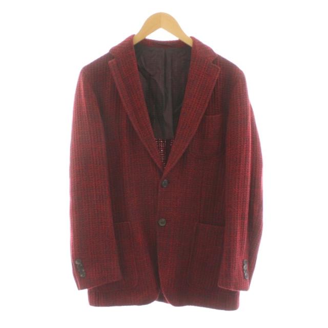 【中古】ジャンフランコ ボメザドリ ESTNATION 別注 テーラードジャケット ブレザー ニット ウール 48 赤 CP251331
