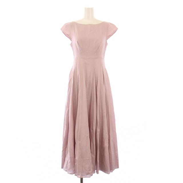 【中古】マリハ MARIHA 月の夢のドレス フレアワンピース マキシ ロング 半袖 ボートネック ワンカラー 36 ピンク