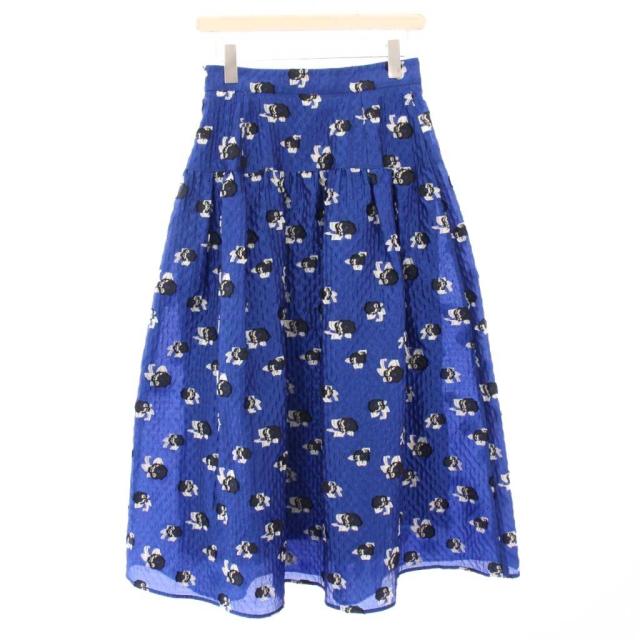 【中古】アナイ フラワージャガードタックギャザースカート フレア マキシ ロング 花柄 36 青 ブルー 10242711140 中古】アナイ フラワージャガードタックギャザースカート フレア