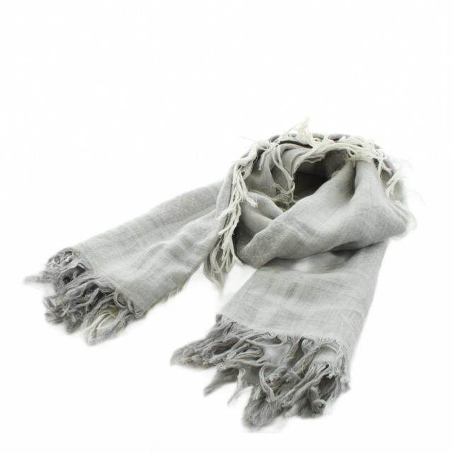 【中古】グッチ GUCCI GG柄 ストール フリンジ 総柄 グレー /AN16 ■OH レディース