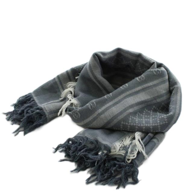 【中古】グッチ GUCCI GG柄 ストール フリンジ 総柄 グレー /AN15 ■OH レディース