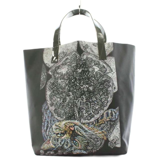 【中古】ミーイッセイミヤケ me ISSEY MIYAKE meow ニャーオ ザクロ トートバッグ ハンドバッグ ショルダーバッグ 黒