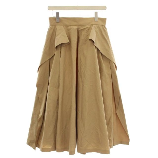 【中古】アドーア ADORE 22SS コットンナイロングログランスカート フレアスカート ロング 38 ベージュ