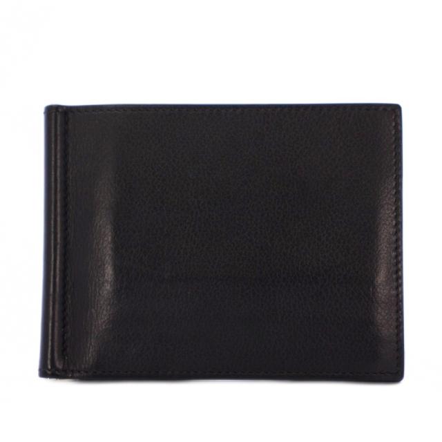 【中古】エルメス HERMES 24年製 ポーカーGM マネークリップ 札入れ 二つ折り財布 レザー 黒 W刻印 /KH ■OH メンズ