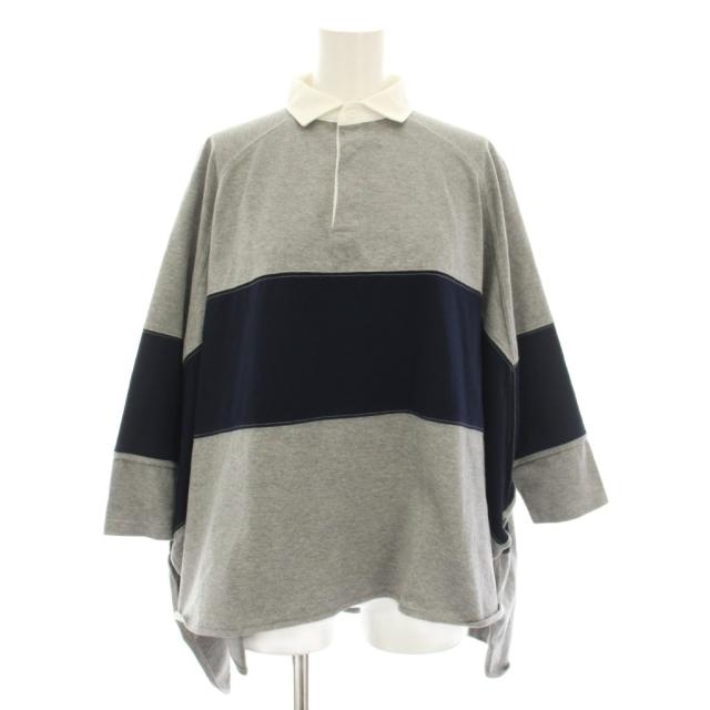 【中古】コグ ザ ビッグスモーク ラガーシャツ カットソー 長袖 ボーダー グレー 紺 2101-104-106-1 レディース