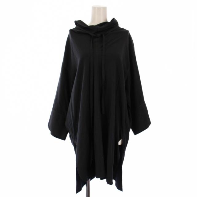 【中古】ゼロエイトサーカス taffeta layered neck tunic シャツ ブラウス 七分袖 シルク 1 チャコール レディース