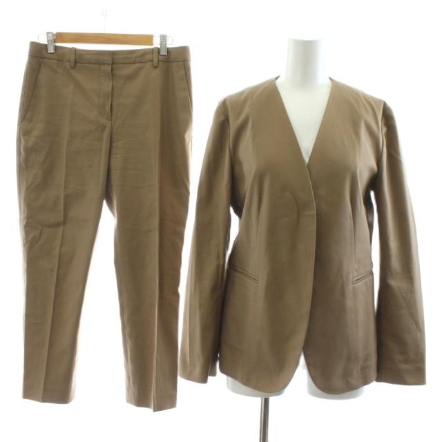 【中古】セオリー STRETCH CANVAS LINDRAYIA B TREECA 4 J スーツ セットアップ ノーカラージャケット パンツ 4 茶