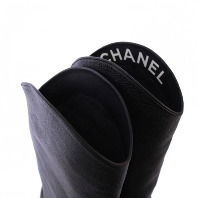 【中古】シャネル CHANEL ジョッキーブーツ ミドル丈 ココマーク レザー 38C 黒 G36273 /KH レディース_5
