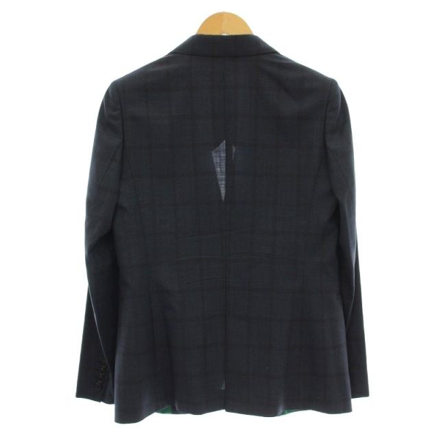 【中古】ポールスミス PAUL SMITH スーツ セットアップ チェック柄 背抜き 薄手 ジャケット パンツ 42 ネイビー_1