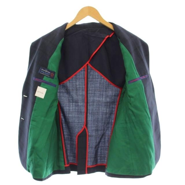 【中古】ポールスミス PAUL SMITH スーツ セットアップ チェック柄 背抜き 薄手 ジャケット パンツ 42 ネイビー_3