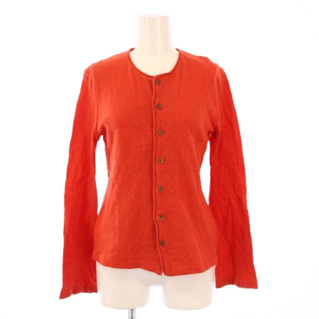 【中古】45R 45rpm ニットカーディガン 長袖 クルーネック ストレッチ ワンカラー 無地 1 赤