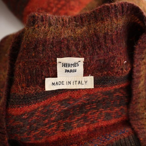 中古】エルメス ニットワンピース タイト ひざ丈 ノースリーブ 総柄