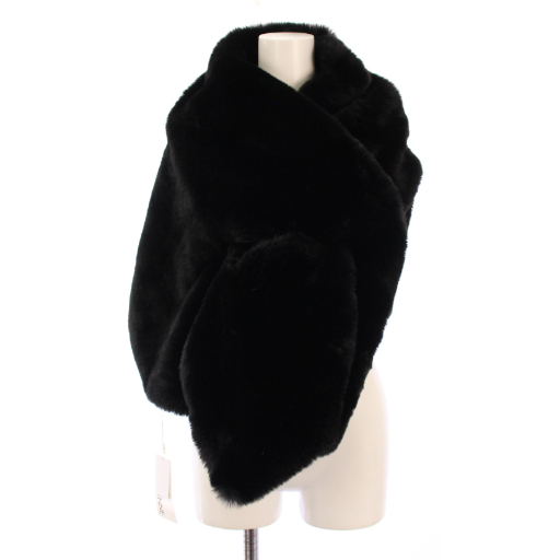 【中古】未使用品 ジェンヌ JENNE リッチボリュームファーケープ マフラー F 黒 iwa23aw-sf02 /BM レディース