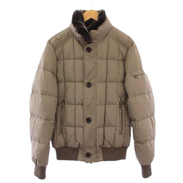 【中古】ムーレー MOORER ダウンジャケット ボンバーダウンジャケット アウター 54 ベージュ SOLERI-KM2 /KH メンズ