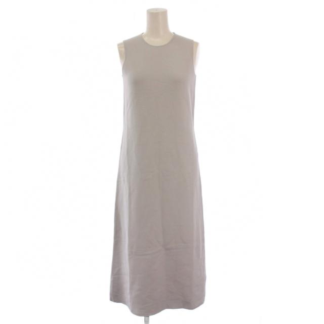 【中古】未使用品 セオリー ウースタークレープニットスリーブシフトドレス フレアワンピース ライトグレー