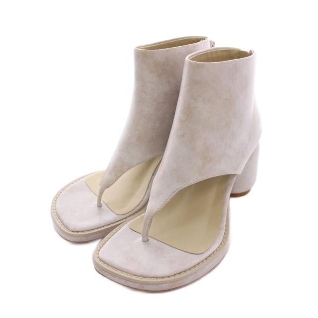 【中古】アルム ALM. TENCIA LEATHER BOOTS トングサンダル アンクルブーツ 38 ホワイト ベージュ /YM レディース