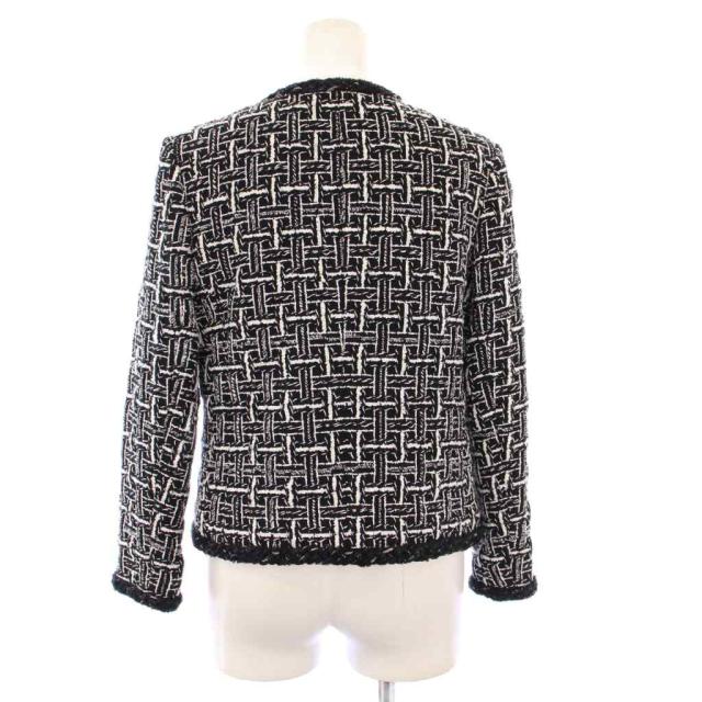 中古】ルネ Rene 24年製 ツイードノーカラージャケット 36 ブラック  