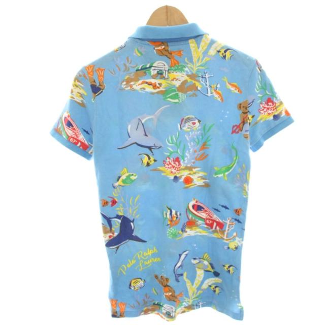 【中古】ポロ ラルフローレン CUSTOM SLIM FIT ポロシャツ カットソー 半袖 総柄 スモールポニー ポロベアー XS_1