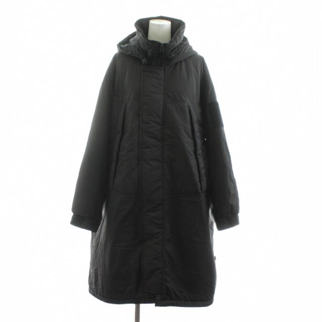 【中古】アルファ W MONSTER PARKA モンスターパーカー 中綿コート ミリタリー ロング フード S 黒 TA7202