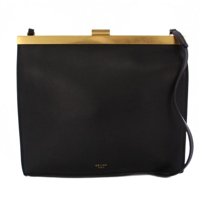【中古】セリーヌ CELINE Clasp Bag クラスプ ショルダーバッグ レザー 黒 /KH ■OH レディース