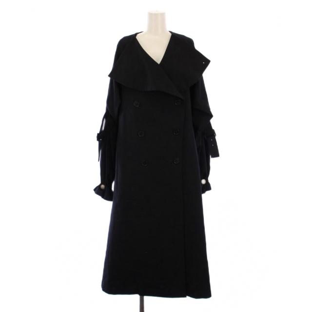 【中古】エンフォルド ENFOLD トレンチコート ロング 中綿ライナー付き 38 黒 300BA330-1720 /BM レディース