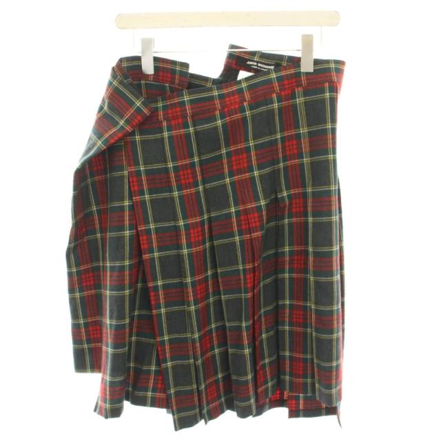 【中古】ジュンヤワタナベ コムデギャルソン AD2017 プリーツスカート 変形 チェック柄 S 赤 JT-P015 レディース