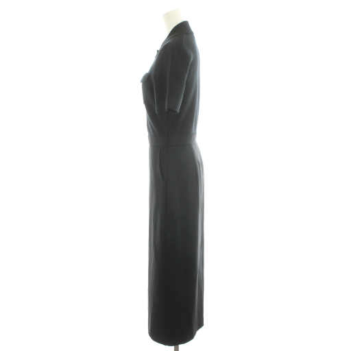 【中古】セオリー ワンピース ミモレ ロング ニット 切替 半袖 0 黒 ブラック 01-4305202 /AN36 レディース