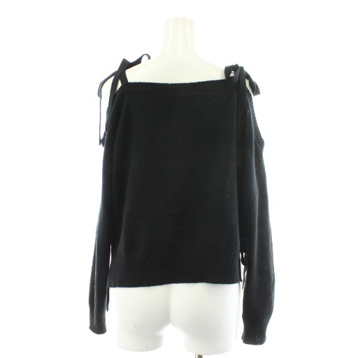 【中古】プラダ PRADA ニット カットソー 長袖 サイドリボン 黒 ブラック /AN13 レディース_2