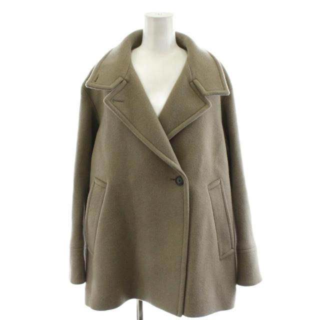 【中古】グリーンレーベルリラクシング ユナイテッドアローズ コート ミドル丈 スタンドカラー ウール 36 ベージュ