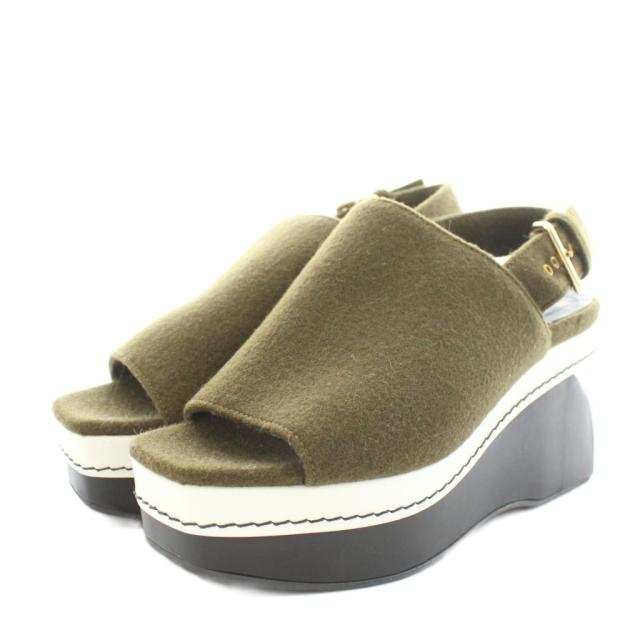 【中古】マルニ MARNI サンダル ウェッジソール 厚底 ウール 36 カーキ ZPMST13G09 /AN43 レディース