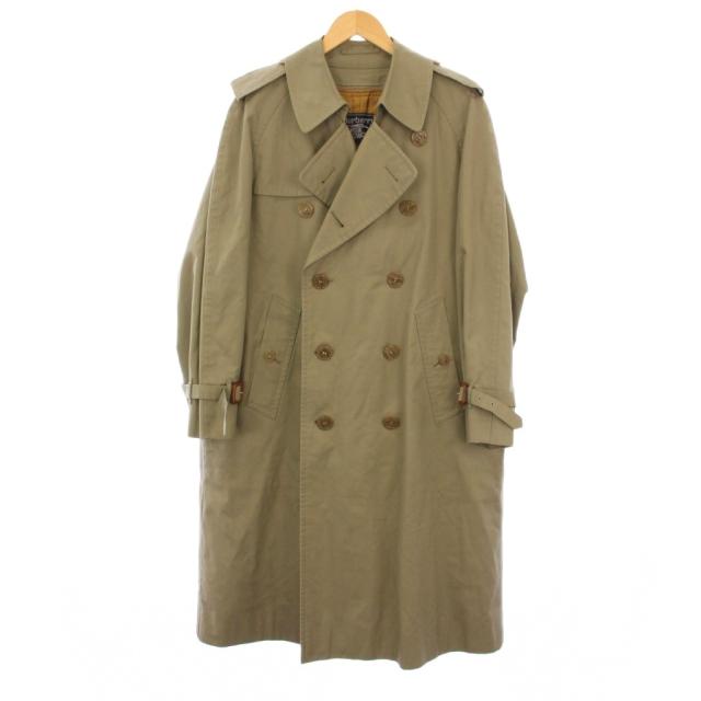 【中古】バーバリーズ Burberrys トレンチコート ダブル アウター ロング 裏地ノバチェック カーキ /KH レディース