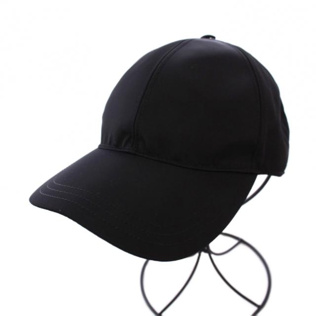 【中古】プラダ PRADA Re-Nylon ベースボールキャップ 野球帽 M 黒 /KH ■OH レディース